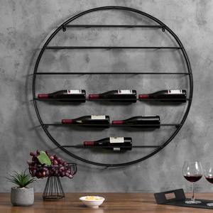 Moderno Botellero Circular de Metal Negro para Montar en la Pared, Almacenamiento para 12 Botellas, Porta Botellas de Vino Redondo Grande de Estilo Industrial - Product Image 2