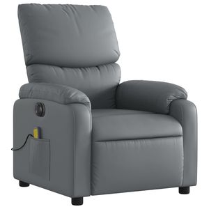 Fauteuil de massage électrique inclinable en similicuir gris, avec structure en bois, métal et mousse - Product Image 3