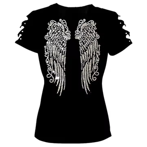 Customizable 100% Cotton <b>Shirt</b> with Rhinestone Transfer Best Material Oversized for Men and Women <b>Black</b> Color Rhinestone t-<b>Shirt</b> - Product Image 1