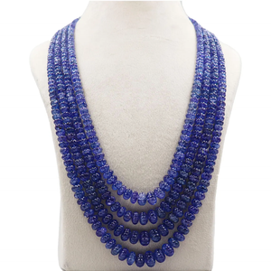 Collar de cuentas con forma de melón tallado a mano de tanzanita Natural de 4 hebras AAA, collar de calabaza de tanzanita de 5-10mm hecho de piedra Natural - Product Image 2