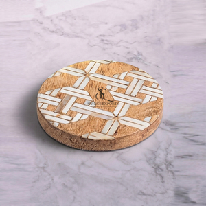 Handmade Wooden Coaster With Geometric Design Bone Inlay. Premium Wholesale Tableware For Luxury Home & <b>Bar</b> Decoration - Product Image 1