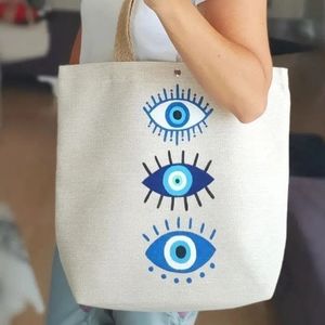 Sac fourre-tout en toile de coton, sac à bandoulière, sac de courses, sac à main réutilisable, brodé, écologique, pour le voyage quotidien et le rangement - Product Image 5