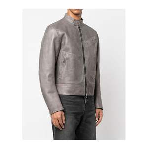 Chaqueta de Cuero para Hombre, Estilo Camionero, con Revestimiento Verde, de Alta Calidad, Corte Ajustado, Cuello Alto, Piel de Vaca, Transpirable e Impermeable - Product Image 6