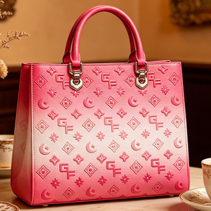 Sac à main de luxe pour femme, sac fourre-tout en cuir PU dégradé, doublure en polyester, doubles poignées avec décoration de lettres - Product Image 1