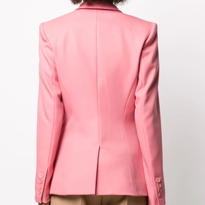 En stock – Blazer rose personnalisé pour femme, coupe ajustée, manches longues, bouton unique, poches, printemps/été, pour le bureau (OEM/ODM) - Product Image 3