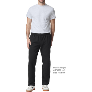 Black Cotton Sweatpants Elastic Waist <b>Drawstring</b> Casual Jogging Pants with Side Pockets Midweight Knitted Fit - Product Image 5
