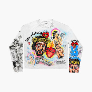 Camiseta de manga larga de algodón de alta calidad, 240 GSM, negra, con estampado gráfico urbano personalizado, impresión DTG, 100% algodón, para hombre, corte holgado. - Product Image 6