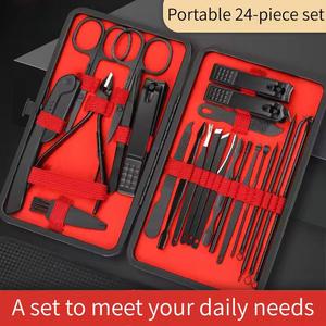 Professional <b>Nail</b> Kit 24 In 1 Manicure Pedicure Tools Stainless Steel Portable Case <b>Set</b> For Adults Classic Style - Product Image 2
