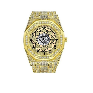 Reloj de Cuarzo Analógico Octogonal en Oro Amarillo con Esfera de Diamantes de Laboratorio, Cierre de Mariposa, Caja de Cristal de Zafiro - Product Image 5