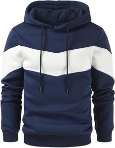 Men's Color Blocking <b>Hoodie</b> Regular Fit Long Sleeve Casual Knitted with Pocket Winter Wear Breathable Quick Dry Polyester/Cotton - Product Image 5