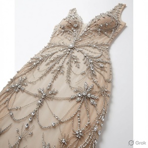 Aziza ภาพปักคริสตัลด้านหน้าและด้านหลังลายดอกไม้หรูหราพร้อมเทคนิคการเย็บ - Product Image 3