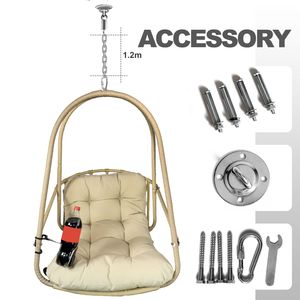 Sedia a dondolo a uovo con supporto a C per interni/esterni, in vimini e rattan, con cuscino incluso - Product Image 3