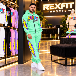 ชุดวอร์มสีเขียว Rexfit sports 2026 รุ่นสั่งทำพิเศษสำหรับผู้ชาย ชุดเสื้อฮู้ดซิปและกางเกงจ็อกเกอร์ ผลิตแบบ OEM และ ODM - Product Image 2