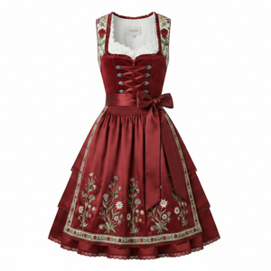 Vestido Dirndl Personalizado para Mujer, Tela Transpirable, Bordado Alemán, Largo hasta la Rodilla, Sin Mangas, Traje Tradicional para Fiestas - Product Image 1