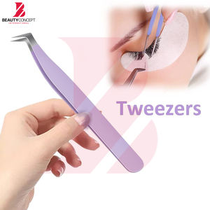 Pinzas Antiestáticas Antideslizantes para Pestañas, con Punta de Fibra en Ángulo de 90 Grados, para Mega Volumen, Pinzas de Precisión para Extensión de Pestañas para Uso en Salón - Product Image 4