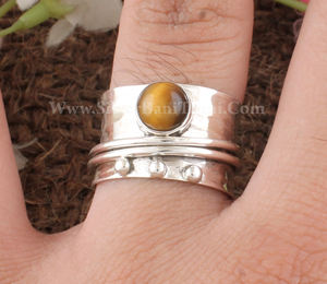 Anillo Giratorio Clásico de Ojo de Tigre Natural al por Mayor, Plata 925, para Hombres y Mujeres, Anillo Antiestrés, Idea de Regalo de Boda - Product Image 2