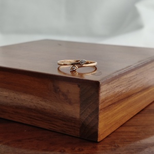 Namivaa Leaf Bypass <b>Ring</b> Minimalist Nature Inspired <b>Open</b> Band Women Wedding Party Daily Wear Gift High Polish Micro Insert - Product Image 2