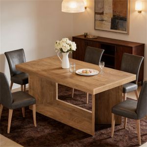 Tavolo da Pranzo Rettangolare in Stile Rustico per Soggiorno e Cucina, Eleganti Tavoli da Pranzo - Product Image 2