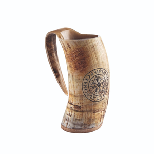 Auténtica Taza de Cuerno de Búfalo Hecha a Mano, Taza de Cuerno para Beber, Grabada a Mano, para Cerveza/Vino/Leche - Product Image 1