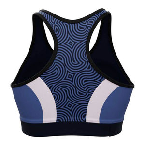 Customize Sports <b>Bra</b> Gradient <b>Blue</b> White Print Breathable Medium Support Yoga Activewear Spandex Polyester - Product Image 3