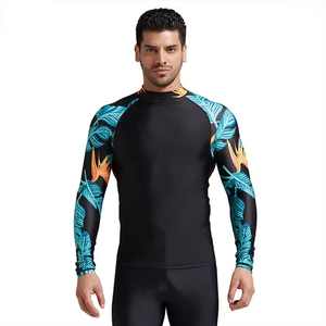 Men's Sublimation Rash Guard Set Long Sleeve Shirt Leggings Quick Dry MMA Fighting Wear Kit Colorful <b>Feather</b> Print - Product Image 3