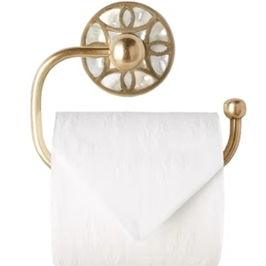 Porte-papier toilette vintage en laiton sculpté avec étagère pour téléphone, distributeur de rouleaux de papier mural en bronze antique filigrané - Product Image 3