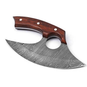 Cuchillo de Cocina Tipo Hacha de Acero de Damasco Hecho a Mano con Mango de Madera de Palisandro de Color Personalizado para Cortar Verduras y Carne - Product Image 4