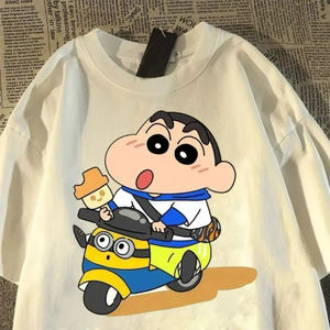 Camiseta informal con estampado de Crayon Shin para hombre y mujer, camiseta holgada de manga corta estilo Y2k Harajuku, Top Kawaii de algodón 3 - Product Image 1