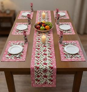 Export Quality Printed <b>Table</b> Mat Set with Matching <b>Runner</b> for <b>Dining</b> <b>Table</b> Decor and Home Use Available In Bulk Quantity - Product Image 6