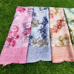 Sari de georgette a la moda con blusa, sari para fiesta, diseño floral, proveedor mayorista de sari para exportación - Product Image 1