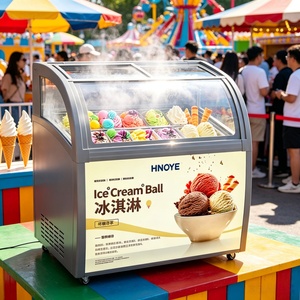 Refrigerador Comercial con Puerta de Vidrio Curvo de 300L, Exhibidor de Helados y Paletas - Product Image 1