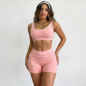2026 New Women's 2 Piece Short <b>Set</b> Casual Sport Crop Top Joggers Yoga Seamless Sports Bra High Waisted Shorts <b>Sets</b> Women - Product Image 4