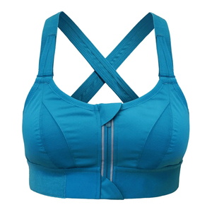 Custom Factory Wholesale Women's Zip Front Sports Bra – High Impact <b>Cross</b> Back Gym Crop <b>Top</b> for Running & Fitness Workout - Product Image 3