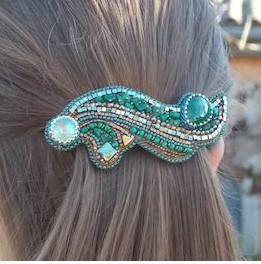 New Design Embroidery Pearl Rhinestone Beaded Ethnic Hair <b>Clip</b> Event Wedding Party Chic Barrette Women Fashionable Statement - Product Image 2