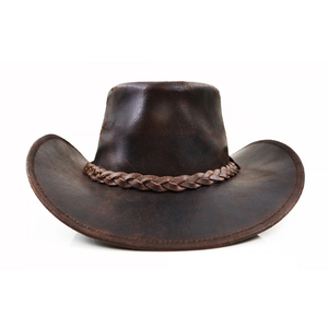 Leather Cowboy <b>Hat</b> Unisex Outdoor <b>Western</b> Headwear Dark Brown Wide Brim Casual Style Four Seasons Adjustable 56-58CM - Product Image 6