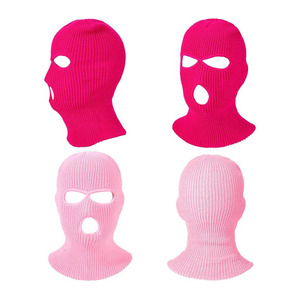 Balaclava en tricot blanc à 3 trous, masque facial unisexe pour adulte, couverture chaude d'hiver pour l'extérieur, 100% acrylique - Product Image 3