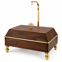 Chauffe-plat de luxe durable en bois isolé avec couvercle en acier inoxydable et support décoratif en métal (Écologique)