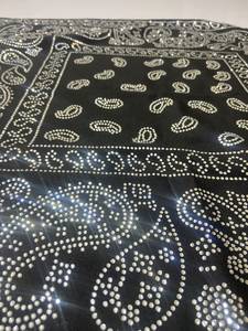 Black Rhinestone Bandana 22x22 Inch Paisley Design Unisex Street Style Decorative Headwear - Product Image 5