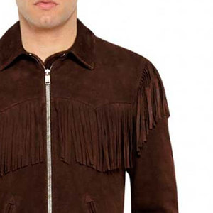 Men's Luxury Genuine <b>Suede</b> Leather Fringe Winter <b>Jacket</b> Plain Dyed Style Durable Construction Custom Sizes OEM Branding - Product Image 6