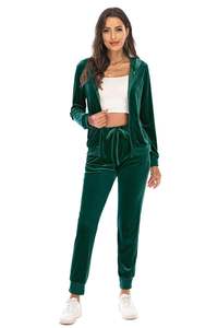 Ensembles de survêtements en velours avec fermeture éclair et logo personnalisé, ensembles de jogging, nouveaux ensembles tendance pour femmes, tenues en velours d'hiver en 2 pièces - Product Image 2
