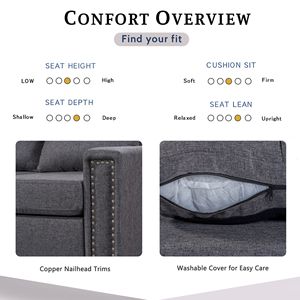 Divano Sezionale a L Reversibile Grande con Pouf Contenitore e Rivetti Decorativi, Design Salvaspazio per Dormitori, Appartamenti e Soggiorni - Product Image 5