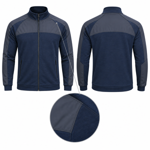 <b>Men's</b> Color Blocking <b>Racer</b> <b>Jacket</b> Zipper Closure Breathable Sporty Fleece Outerwear Autumn Regular Fit Knitted Polyester - Product Image 2