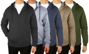 Sweat-shirts à capuche zippés en tricot pour homme, doublés polaire, 280g, en mélange de coton thermique, pour l'hiver - Product Image 5
