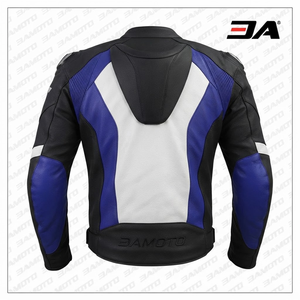 Blouson de moto professionnel pour homme en cuir de vachette véritable, équipement de protection CE Niveau 2 avec bosse dorsale - Product Image 2
