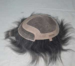 Perruque en cheveux humains avec dentelle frontale, cheveux chinois vierges Remy, ondulations profondes lâches, lisses crépus, ondulations aquatiques, 40-80g, 1b+gris - Product Image 6