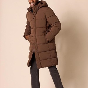 High Quality ODM Men's Brown <b>Hooded</b> <b>Long</b> <b>Puffer</b> <b>Jacket</b> Windproof Casual Winter Solid Color Polyester Shell Regular Fit - Product Image 6