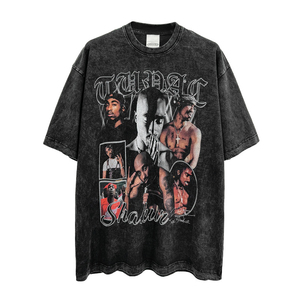 Camiseta de Manga Corta con Cuello en V Extra Grande para Hombre, Personalizada al por Mayor, con Estampado de Esqueleto, Estilo Urbano - Product Image 1