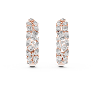 Ensemble de boucles d'oreilles créoles en or rose 18 carats plaqué rhodium avec diamants de laboratoire taillés en mélange fantaisie, certifiés IGI, pour usage quotidien et événements élégants - Product Image 1