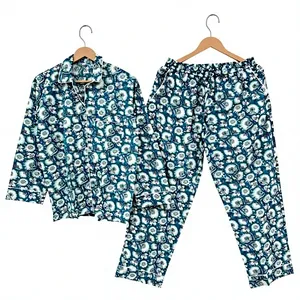 Conjunto de Pijama de Algodón 100% con Estampado Floral para Mujer, Manga Larga, Cuello Camisero, Suave, Ropa de Dormir Larga, Ropa Casual - Product Image 6