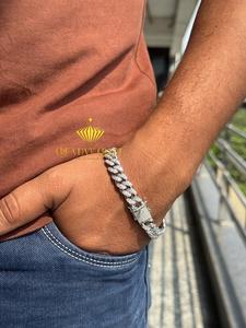 Bracelet chaîne à maillons créatif en moissanite VVS sertie de diamants pour homme, bijoux hip-hop, 10 mm, or, argent 925, bijoux de fête - Product Image 6